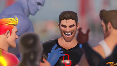 Der böse Bösewicht Doctor Power wird von mehreren Schwänzen gefickt