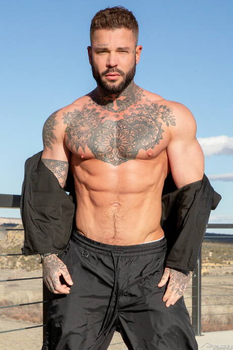 Der amerikanische Muskelprotz Andrew Stark und der englische Superhengst Danny Starr haben draußen Analsex