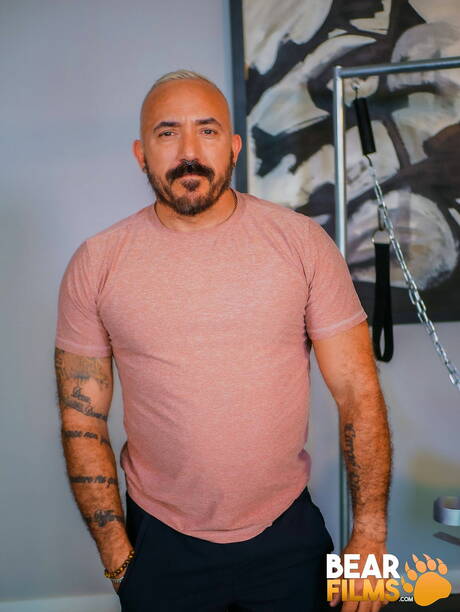 Bear Films: Mexican mature bear Alessio Romero posing naked and showing his butt