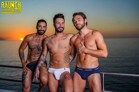 Lucas Entertainment: Nasty guys Andrea Suarez, Edji Da Silva and Max Adonis in hot threesome ass fuck action outdoor