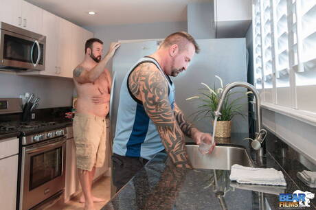 加拿大男同性戀Marc Angelo和美國辣妹Aiden Storm在廚房裡激情肛交
