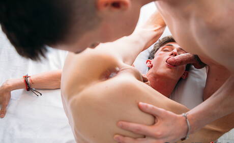 Les beaux garçons américains twink Avery Jones et le jeune mec Dallas Preston ont une bonne relation sexuelle anale en extérieur