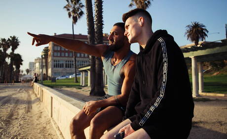 American stars pretty boy Avery Jones and mature bear Sharok love each other outdoor