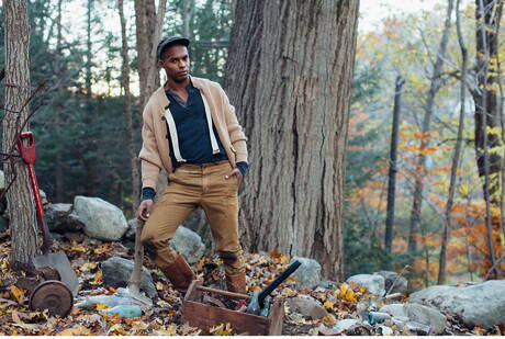 Adam Ramzi,Calvin Banks,Carter Dane,Jacen Zhu,Levi Karter and Sean Ford posing outdoors and sucking each other