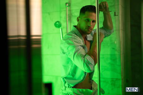 Los sexys estadounidenses, el supersemental Roman Todd y el oso gay Alpha Wolfe se follan mutuamente en la ducha