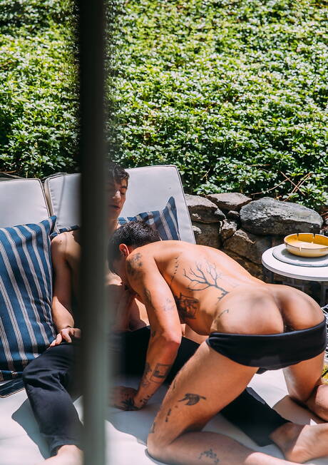 Hot american guys muscular Aiden Ward and hunk Xtian Mingle fuck ass after sucking outdoor