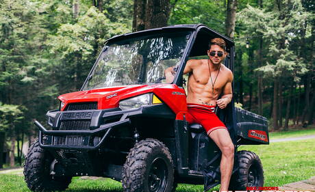 Nasty guys Dallas Preston, Drew Dixon and Roman Todd drilling an ass outside