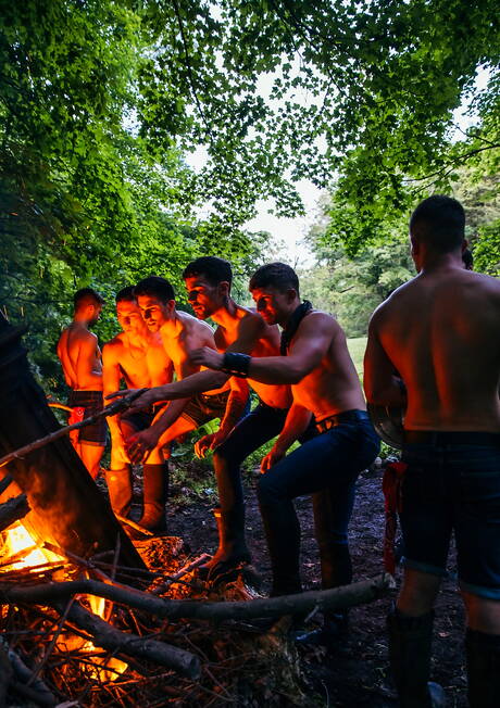 Nasty boys Jacob Acosta, Kane Fox and Trevor Brooks in hot threesome ass bang outdoor