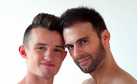 Canadian beefy Gabriel Clark and american husky guy Grant Ducati in hard anal sex