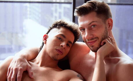 Chilean tough guy Angel Santana and american superstud Jordan Starr in hot homosexual action