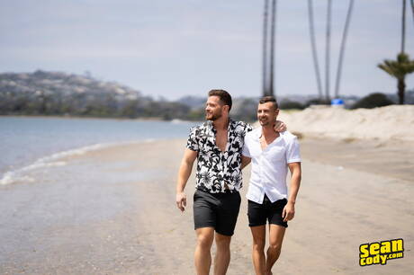 Los musculosos estadounidenses Johnny Donovan y Danny Steele se follan mutuamente después de un paseo por la playa