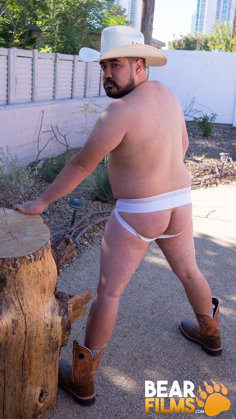 Nice Bronco Yote undressing and showing hot ass outside