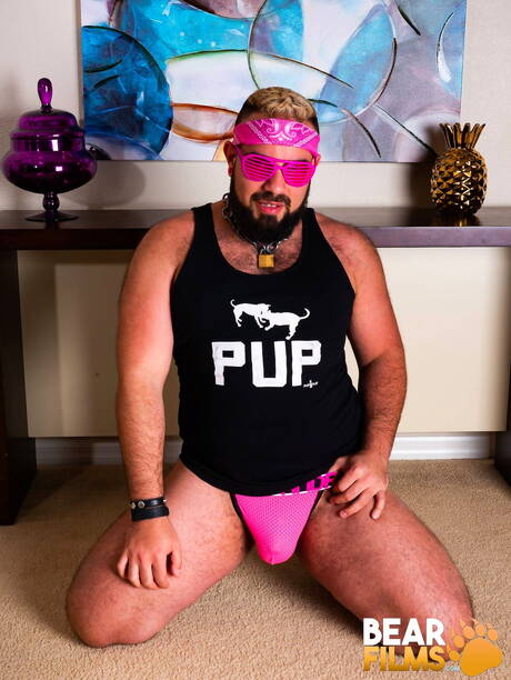 American hairy bear Luis Vega undressing and showing hot butt