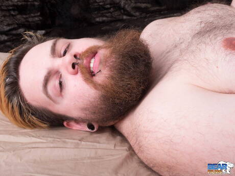 Bear Films: Canadian hairy stud Claudio White and american mature bear Guy English fuck ass after blowjob