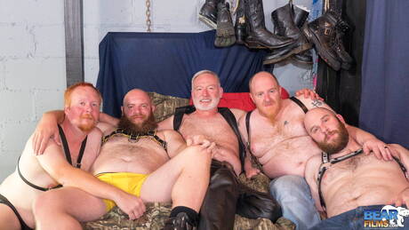 Bear Films: Bishop Sterling, Leon, Sid, Tiger in groupsex scene