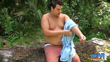 Sexy Caleb Delano masturbating outside