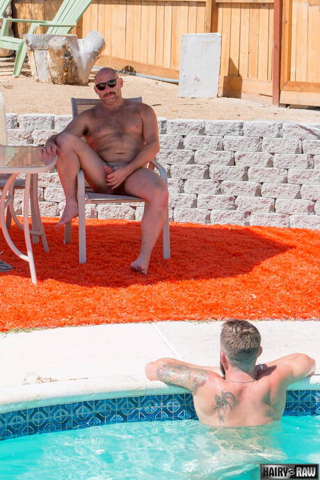 Hot buddies Sailor Blue, Bone Flexx and Aiden Storm have threesome anal sex at pool