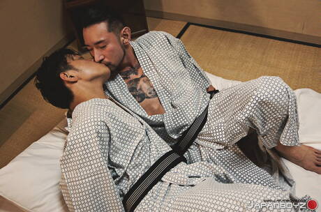 Asian twink Yusaku and hunk Koki 2 fuck after blowjob