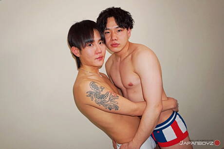 Asian tough guy Ramu and oriental beefcake Ruito in hard anal sex