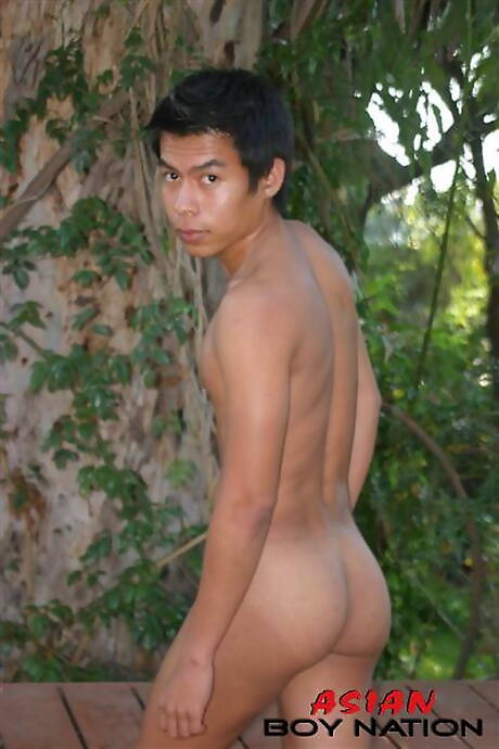 El semental oriental Pradit Flowers se burla de su polla al aire libre