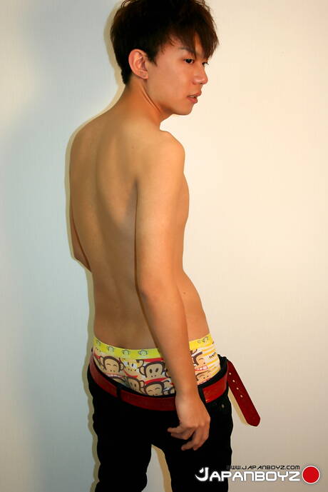 Asian young dude Yura teasing his dick