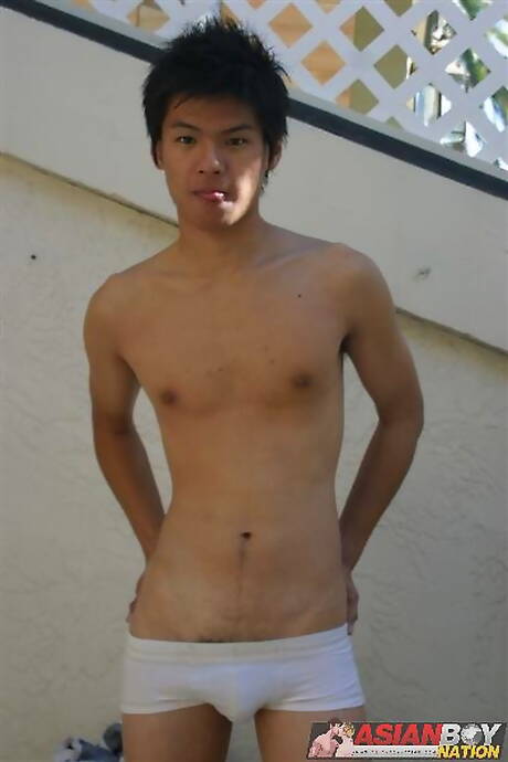 Asian pretty boy Seiji Moriya teasing his cock outdoor