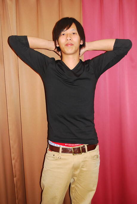 Asian young boy Ryo San shows a perfect body