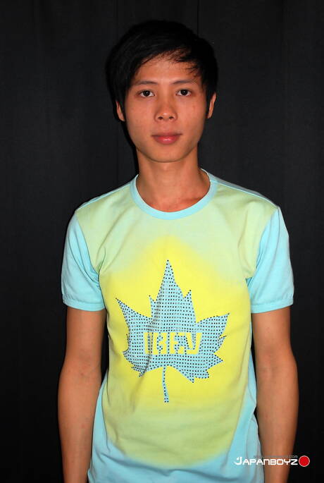 Oriental young boy Khan wanking in shower