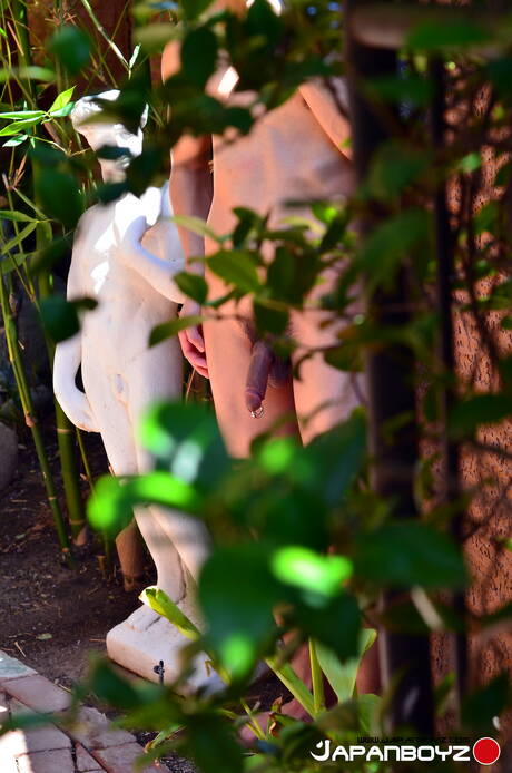 Oriental beautiful boy Chonna posing nude outside