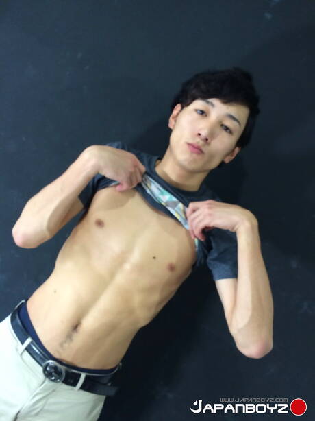 Oriental beautiful boy Manabu 2 teasing his cock