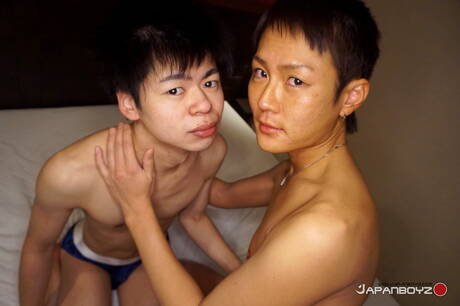 Asian Gay Network: Pretty boy Tomoya and young boy Ruito fuck ass after sucking cock