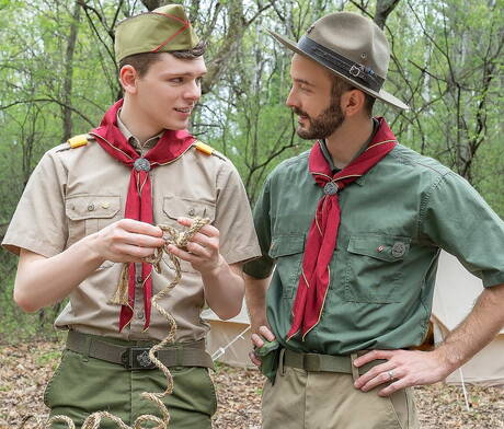 Scout Boys: American stars beautiful boy Ethan Tate and otter Tucker Barrett have a good sex outdoor
