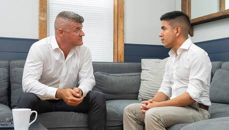 Twink Top: American mature bear Dillon Stone and latin young Milo Miles in hot ass bang