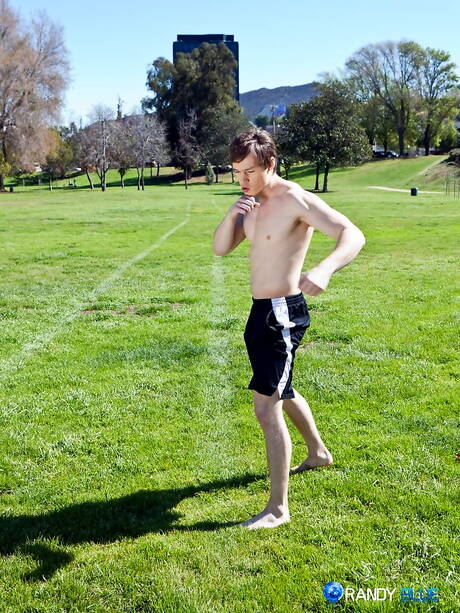 Randy Blue: Tough guy Max Steel jerk off outdoor