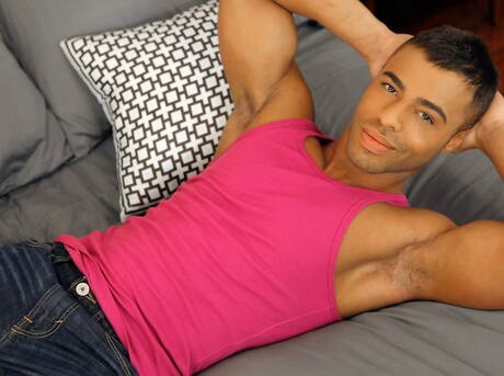 Randy Blue: English hunky guy Gabriel Cross and black muscular Micah Brandt have a hot interracial sex