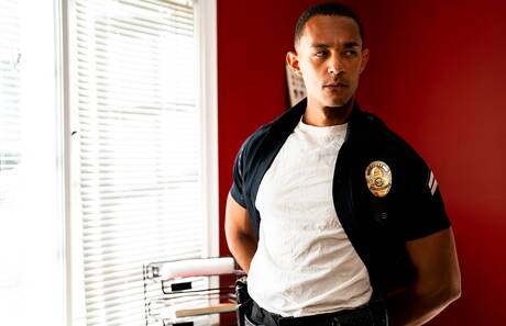 Amerikaanse pornoster Cliff Jensen en superster Aj Sloan in interraciale pikzuigscène