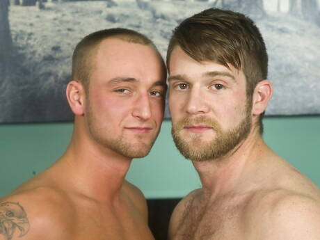 Nice american guys hairy stud Colby Keller and beefy James Hawk fuck ass after blowjob