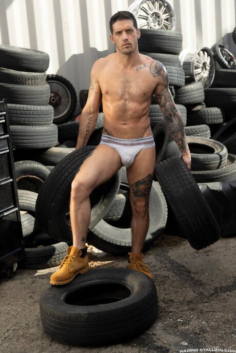 Heiße amerikanische Jungs, der haarige Hengst Ty Roderick und der schwule Bär Beau Butler bei heißer Arschfick-Action draußen