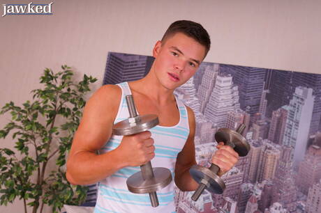 Strongman Rustie Port teasing his dick