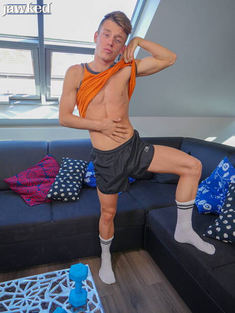 Czech beautiful boy Mark Troy posing nude and showing his butt