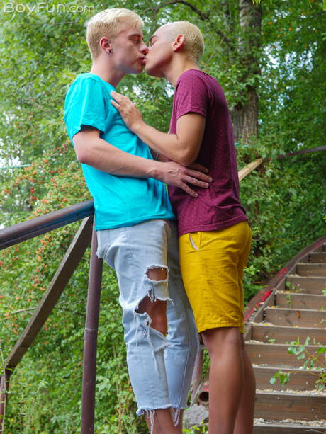 Boyfun: De jonge Gabriel Paris en de jonge kerel Jamie Kelvin hebben anale seks buiten