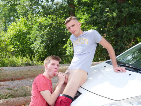 Hot czech guys hot twink Adam Barnes and young boy Josh Cavalin have a hot couple scene outside