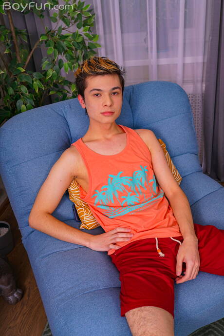 Young boy Mark Frost playing with cock