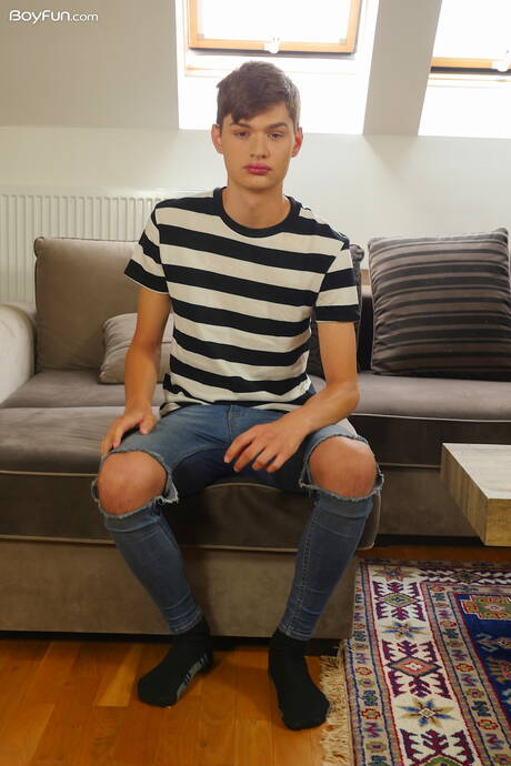 Young boy Curtis Cameron shows a perfect body