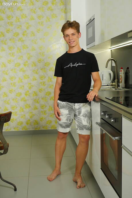 Boyfun: Young boy Jacob Dolce posing nude in the kitchen