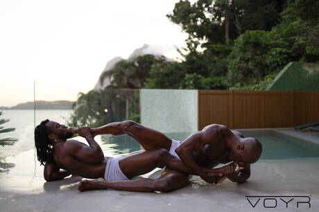 Hot american dudes sensual boy Rhyheim Shabazz and sexy buddy Will Duarte in hot homosexual scene in hot shower