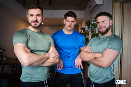 Horny boys Malik Delgaty, Marcus Mcneil and Felix Trainor have a hot threesome sex