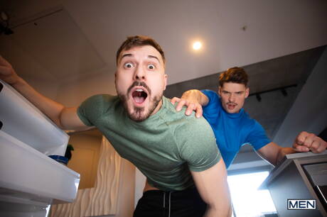 Horny boys Malik Delgaty, Marcus Mcneil and Felix Trainor have a hot threesome sex