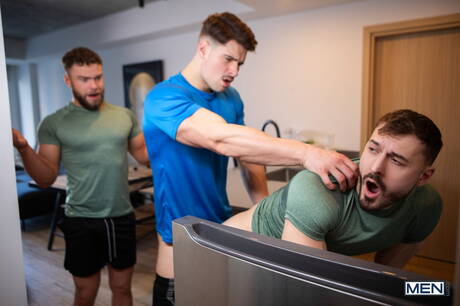 Horny boys Malik Delgaty, Marcus Mcneil and Felix Trainor have a hot threesome sex