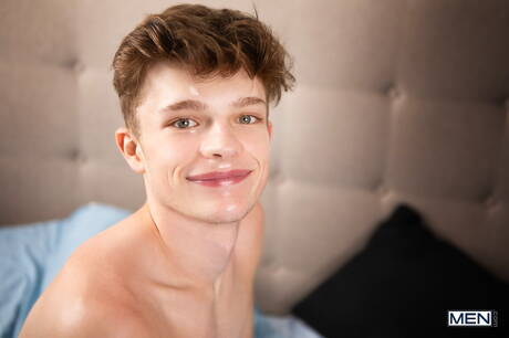 Men: Two american boys pretty boy Jake Preston and bodybuilder Dom King in hot homosexual scene outside